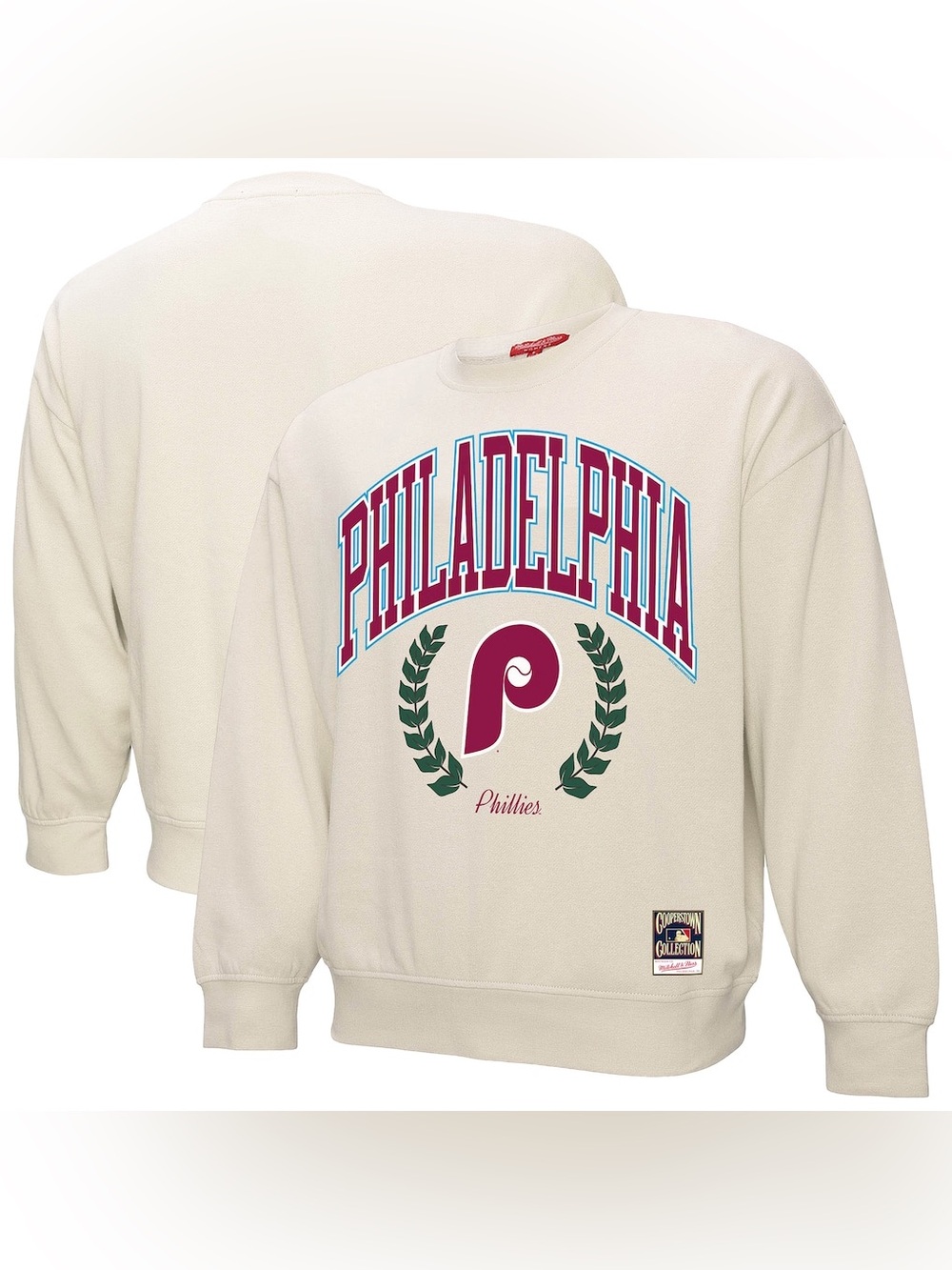 NWT Philadelphia Phillies Mitchell & Ness Cooperstown Laurel Crewneck Sweatshirt